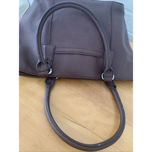 TIGNANELLO Brown Genuine Leather Double Handle Medium Size Bag Purse Lined EUC - Picture 5 of 14